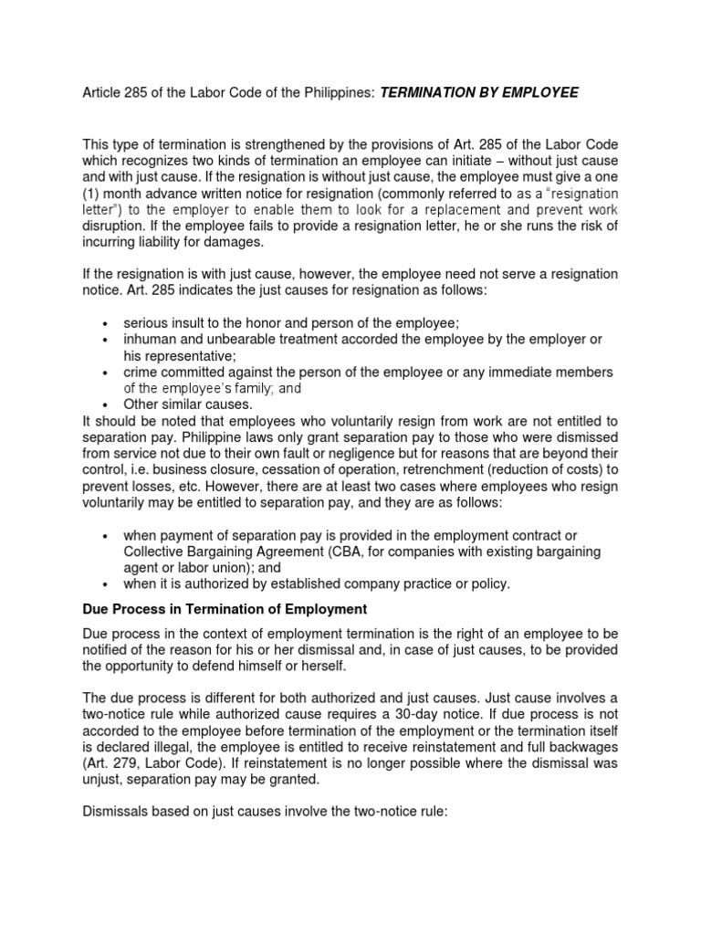 Rights and Protections for Employees Regarding Termination of