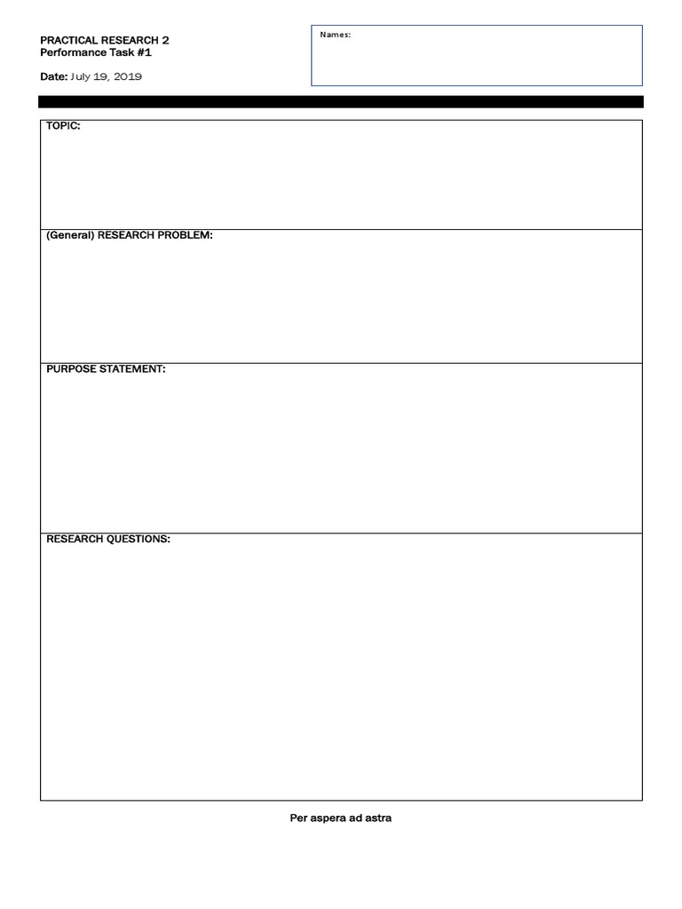 Practical Research 2 Performance Task #1 Date: July 19, 2019 | PDF