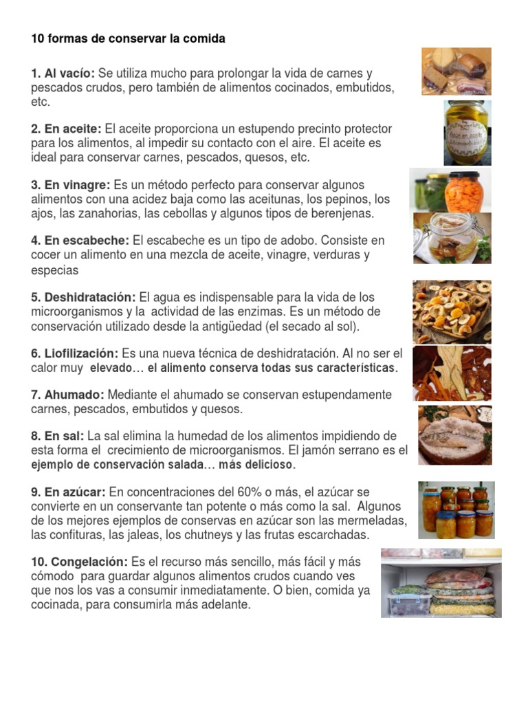 Formas de Conservar Alimentos | PDF