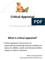 Critical Appraisal: Prof. Dr. Mohammad Hakimi, Spog (K), PHD