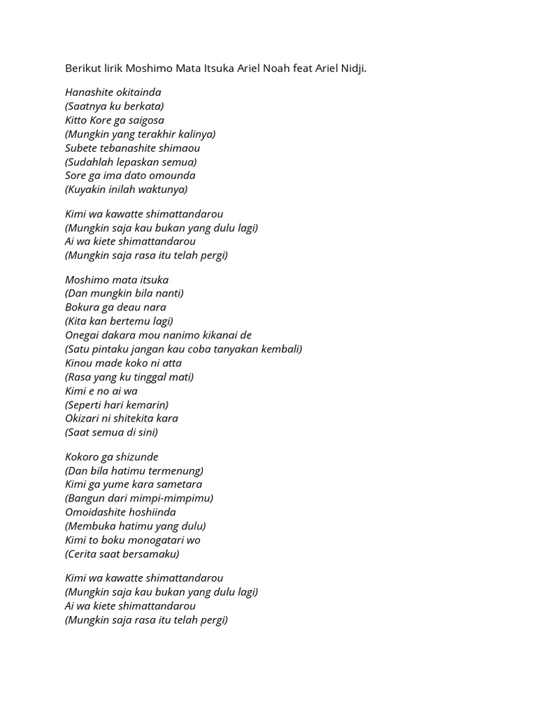 Lirik Lagu Mungkin Nanti Versi Jepang Pdf