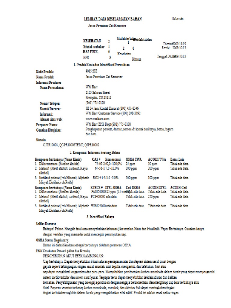 MSDS Paint Remover PDF