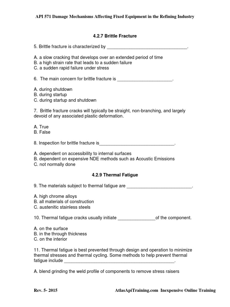571 Atlas Exercises Rev2015 PDF | PDF | Corrosion | Fracture