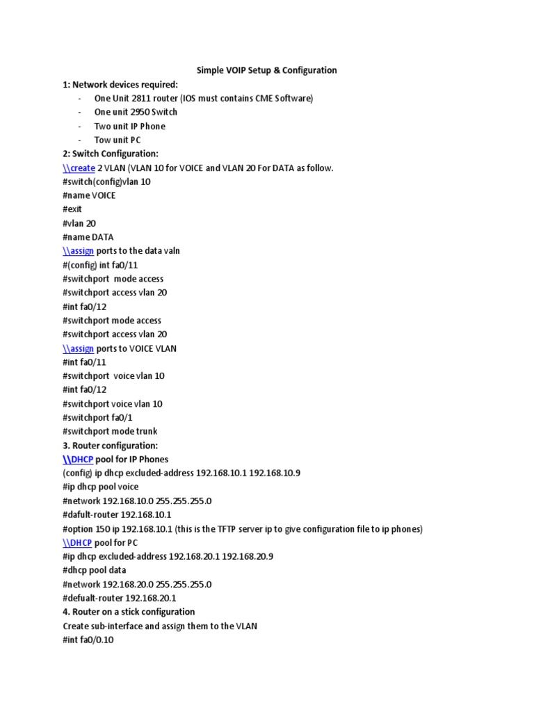 VOIP Setup Guide: Router & Switch Config | PDF | Computers