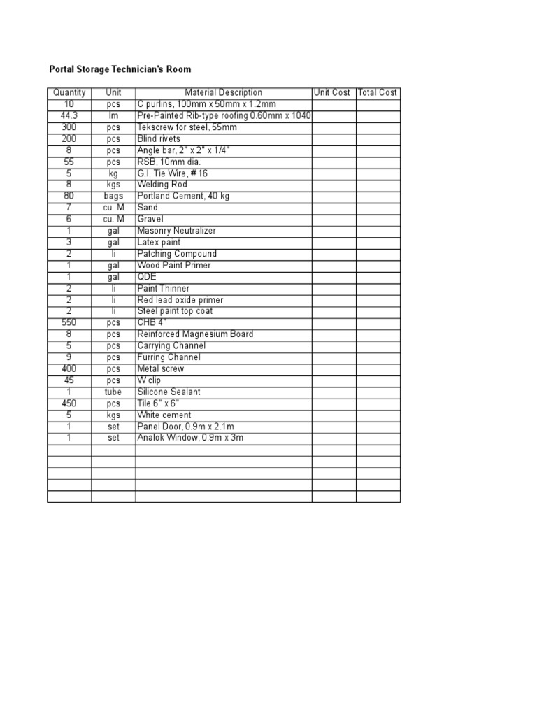 Sample Estimate Sheet PDF Toilet Pipe (Fluid Conveyance)