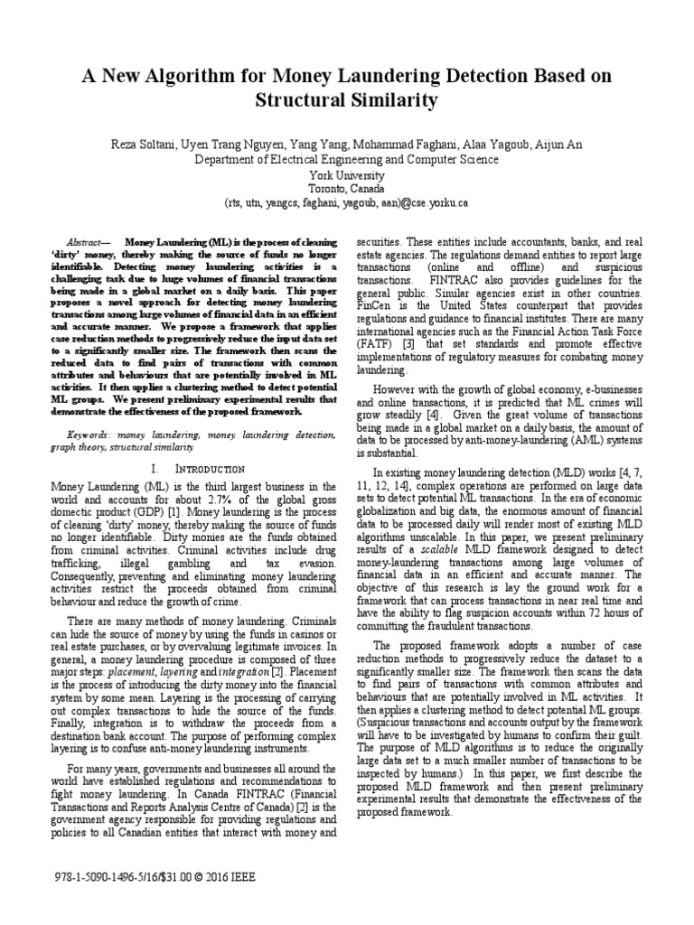 Novel Money Laundering Detection Algorithm | PDF | Money Laundering ...