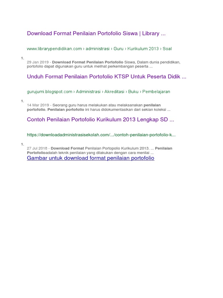 Format Penilaian Portofolio Siswa Pdf