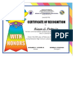 Certificate of Recognition: Rizza C. Patenio