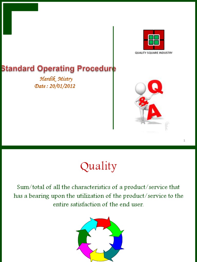 SOP Quality Assurance Quality Management System