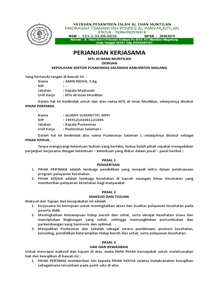 Mou Puskesmas Pdf