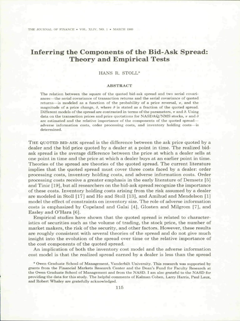 Bid-Ask Spread Analysis in Finance | PDF | Regression Analysis | Covariance