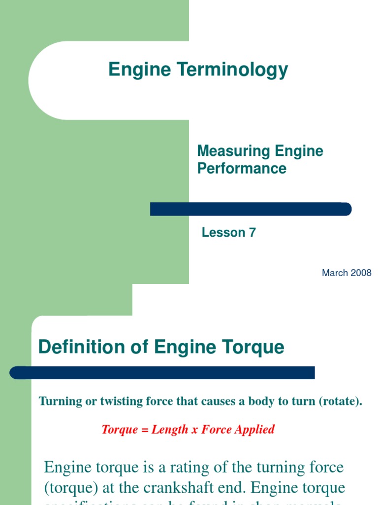 Lesson 7 Engperf | PDF | Horsepower | Torque