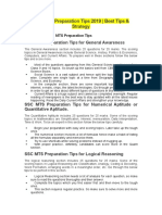 SSC MTS Preparation Tips 2019