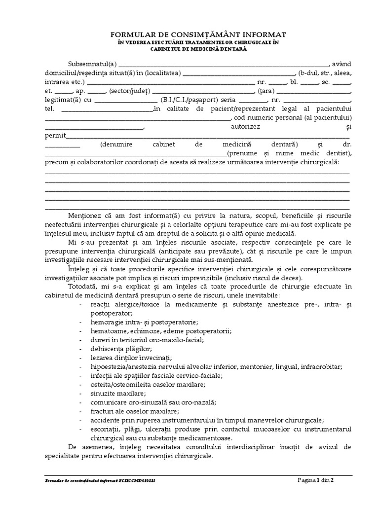 Consimtamant Informat - Formular Inteligent PDF | PDF