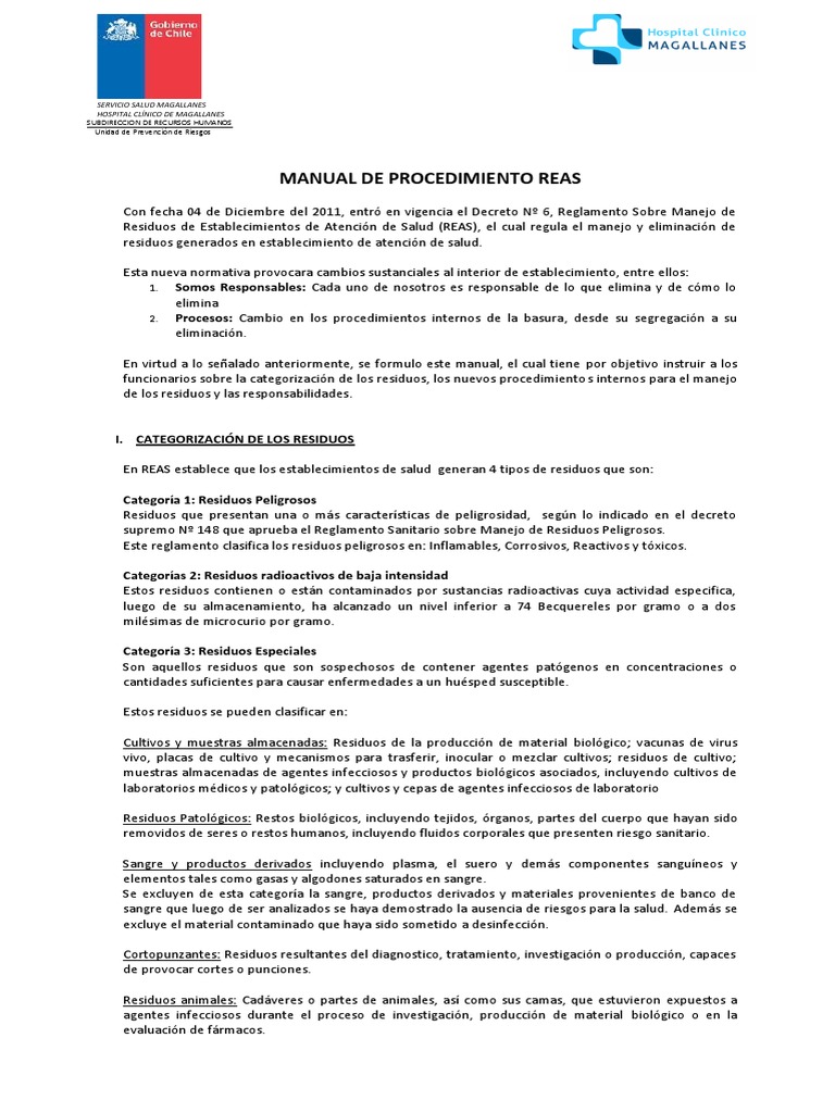 Manual de Manejo de Residuos REAS | PDF | Residuos | Laboratorios