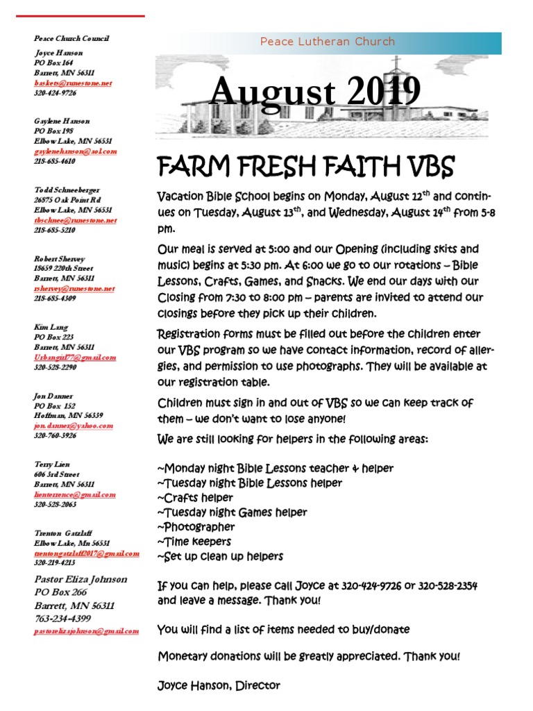 August 2019: Farm Fresh Faith Vbs | PDF | Ministry Of Jesus | Disciple ...