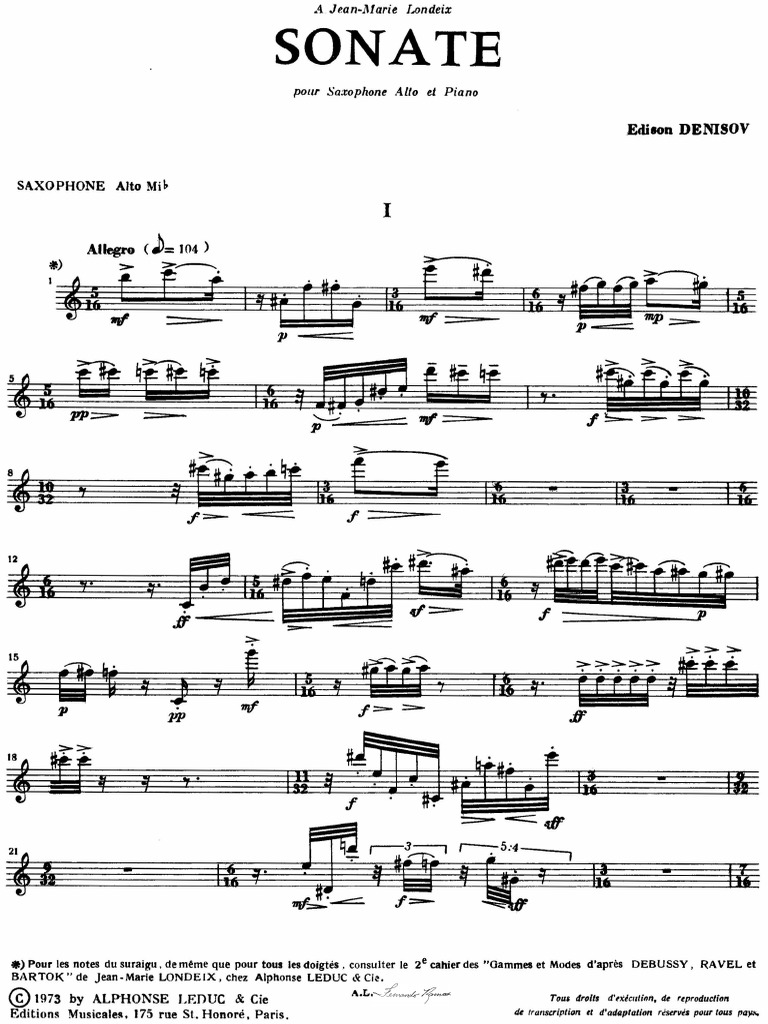 Denisov - Sonate (Sax) PDF | PDF
