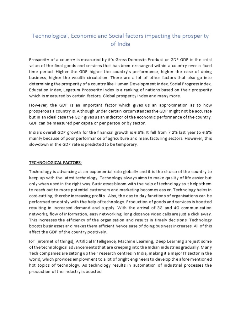 Factors Affecting Prosperity of India | PDF | Gross Domestic Product ...