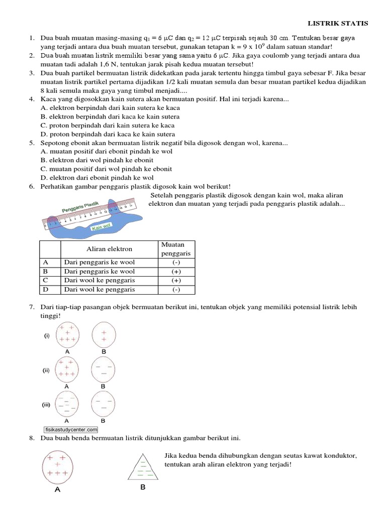 Soal Listrik Statis Kelas 9 dan 12 | PDF