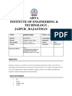 Arya Institute BTech Computer Science Resume