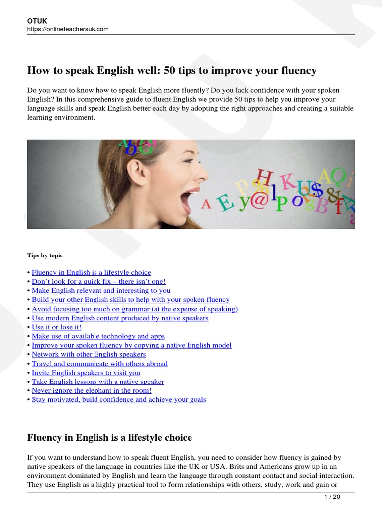 Speak English Fluently Pdf Fluency Vocabulary