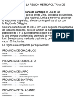 DATOS para MAPA POLITICO DE LA REGION METROPOLITANA DE SANTIAGO Imprimir