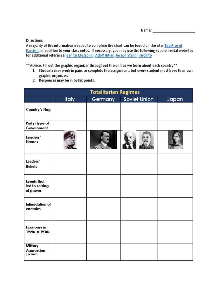 304 Graphic Organizer Totalitarian | PDF