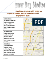 The Following Locations Are Currently Open As Daytime Shelter For The Homeless Until September 30th