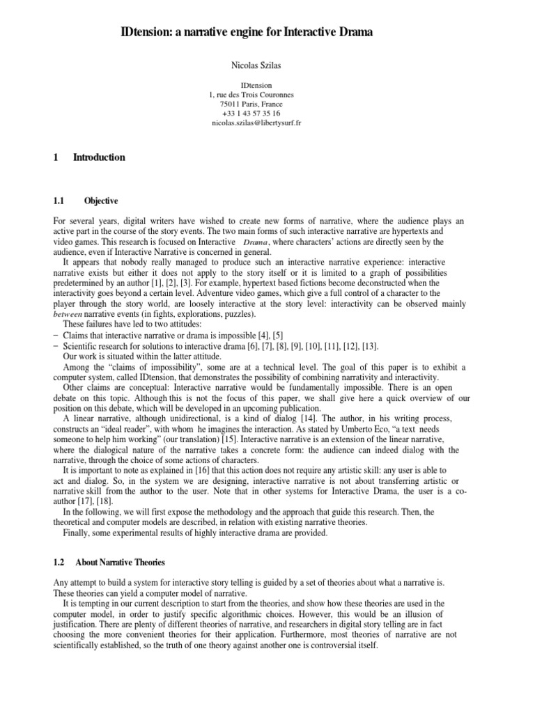 Interactive Narrative Engine | PDF | Narrative | Theory