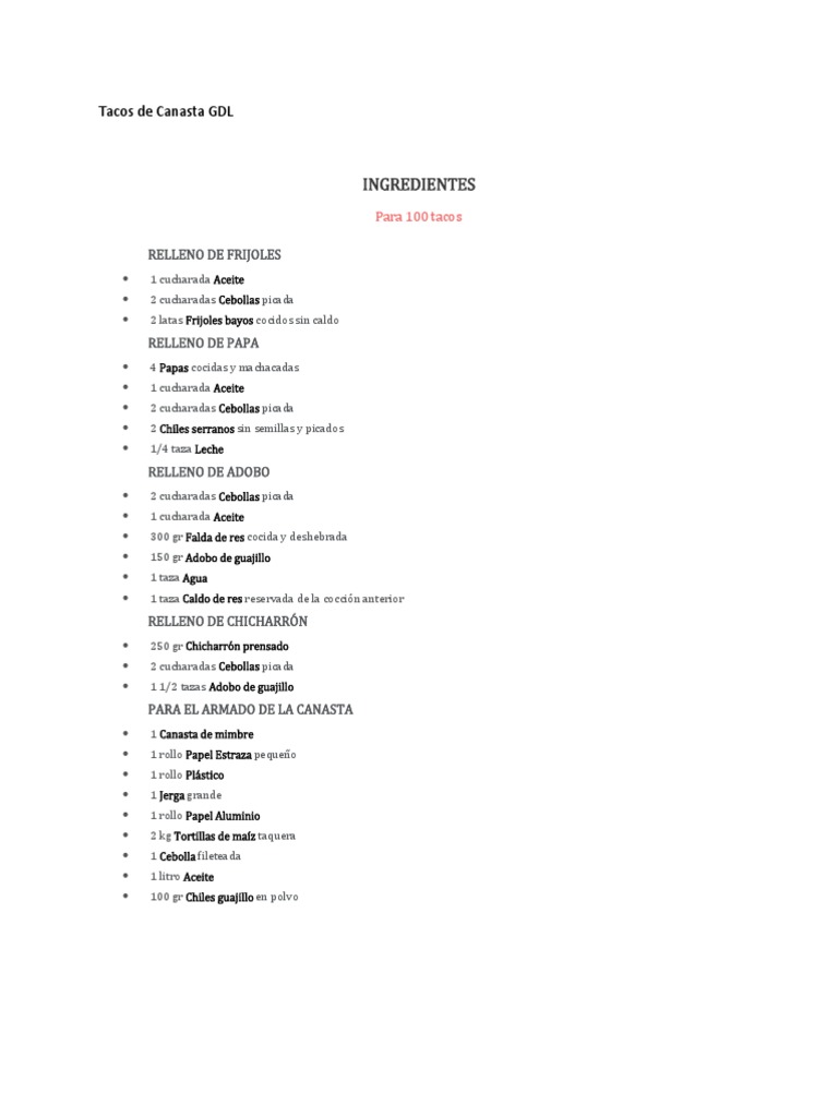 Receta de Tacos Al Vapor de Guadalajara PDF Taco Caldo