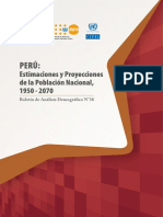 Perú: Estimaciones y Proyecciones de la Población Nacional, 1950-2070