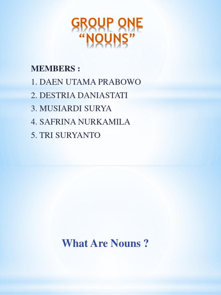 Group One "Nouns" Members PDF Noun Part Of Speech