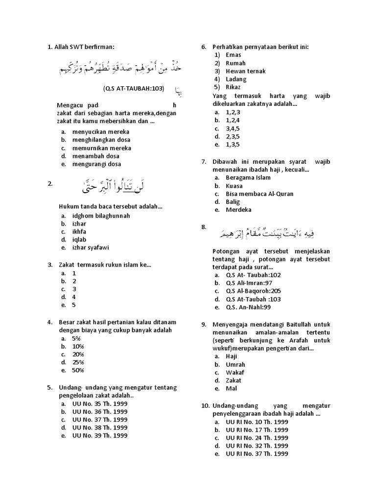 Soal Haji Zakat Wakaf