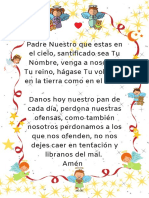 Padre Nuestro que estas en el cielo, santificado sea Tu Nombre, benga a nosotros Tu reino, hágase Tu voluntad en la tierra como en el cielo. Danos hoy nuestro pan de cada día, perdona nuestras ofensas, como también.pdf