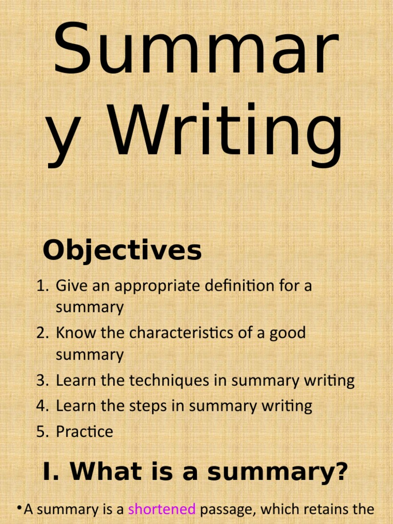 What are Summary Writing Techniques  