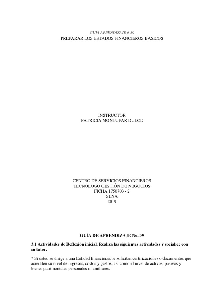 Guia de Contabilidad No. 39 | PDF | Estado de resultados | Hoja de balance