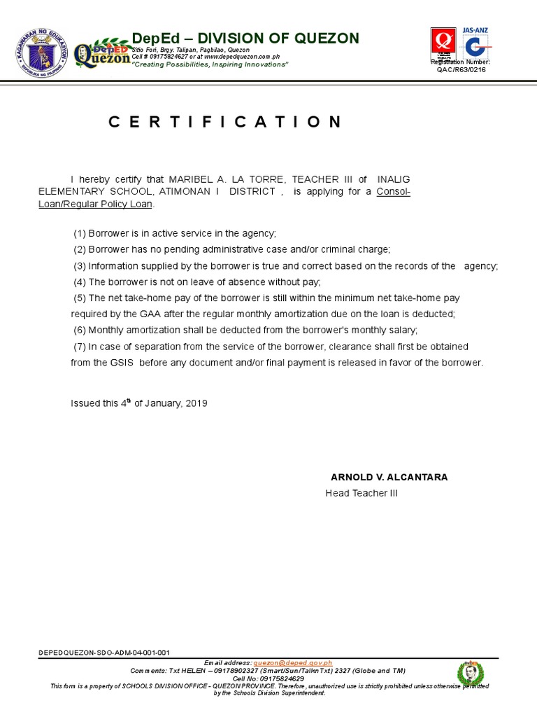 Deped Quezon City Guidelines On The Issuance Of Certificates Teacherph