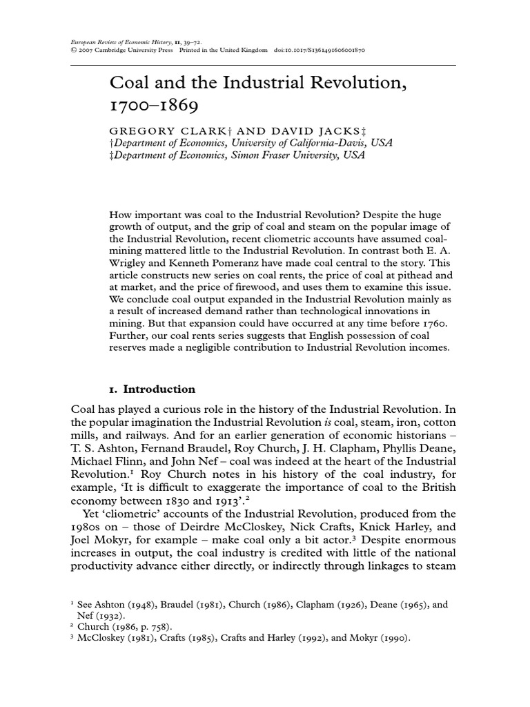 Role of Coal in the Industrial Revolution | PDF | Coal Mining ...