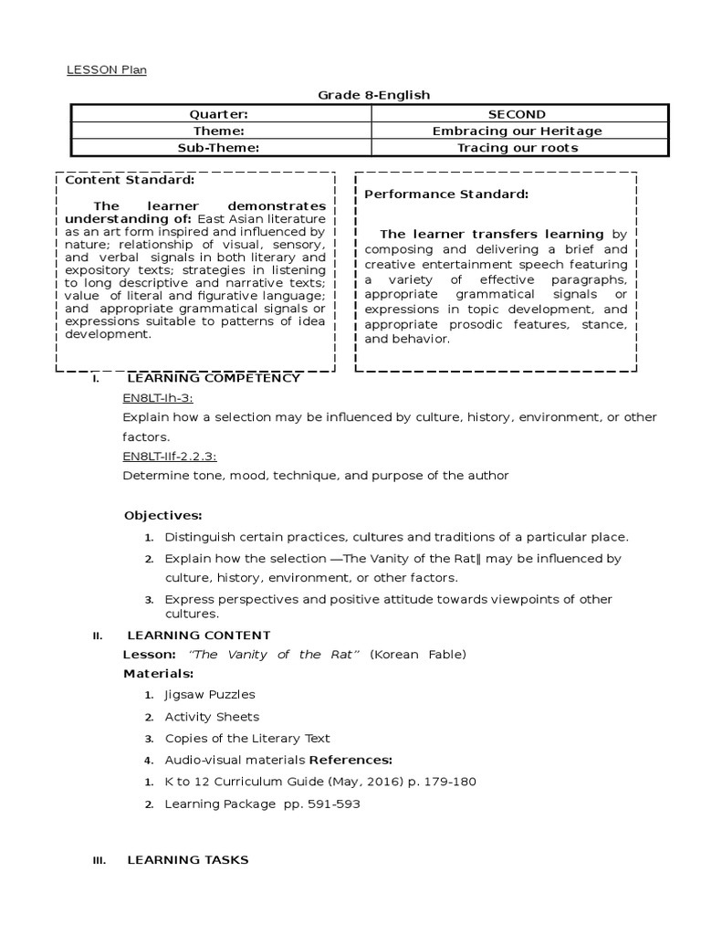 Grade 8 2nd Quarter | PDF | Traffic | Learning