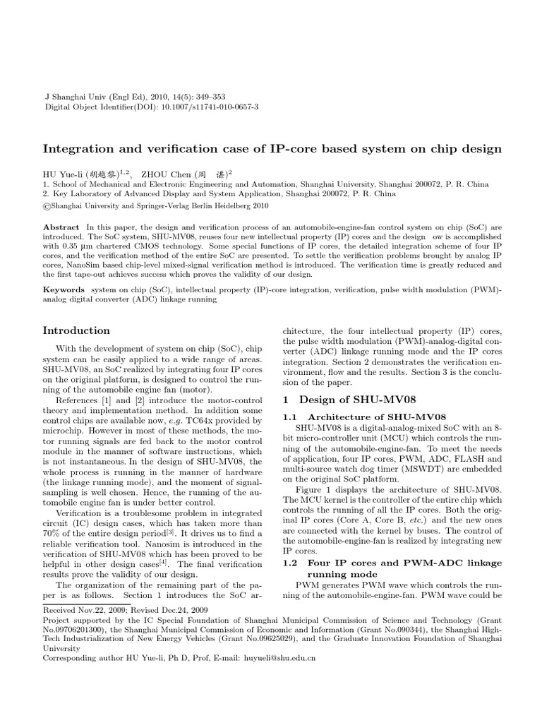 Integration and Verification Case of IP-core Based System On Chip ...