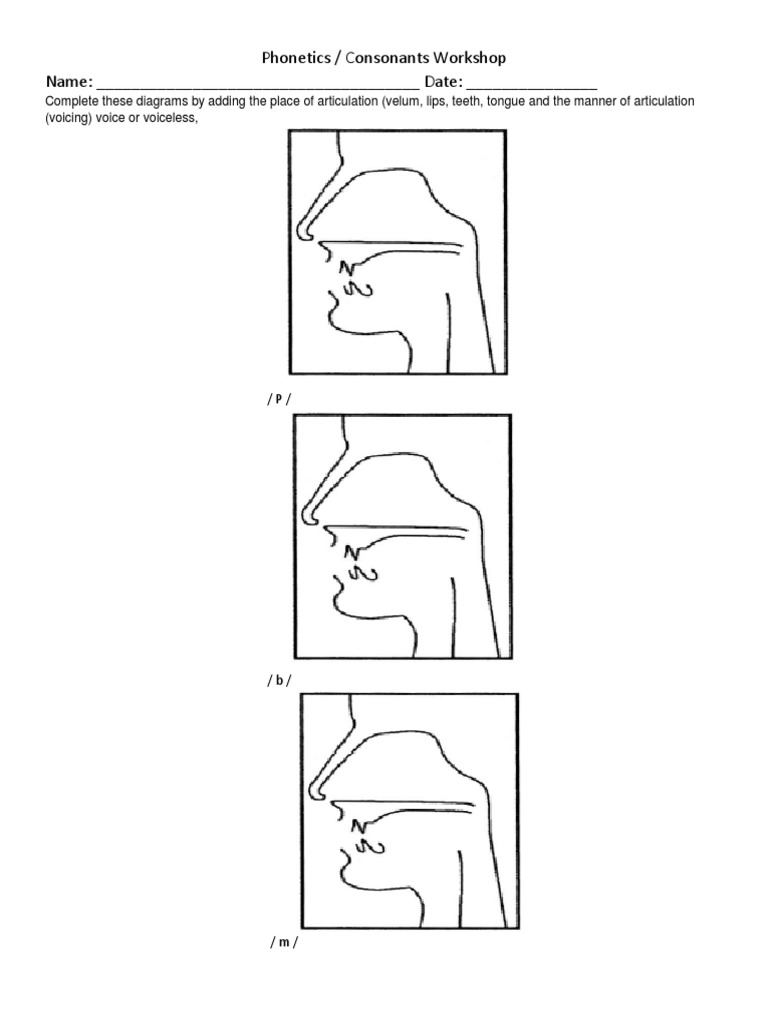 Phonetics Consonants Workshop Name Date Pdf