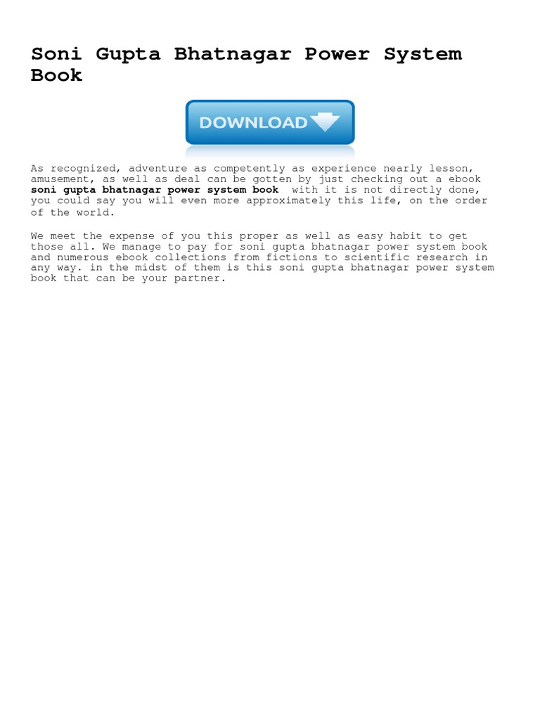 Soni Gupta Bhatnagar Power System Book PDF Books Science