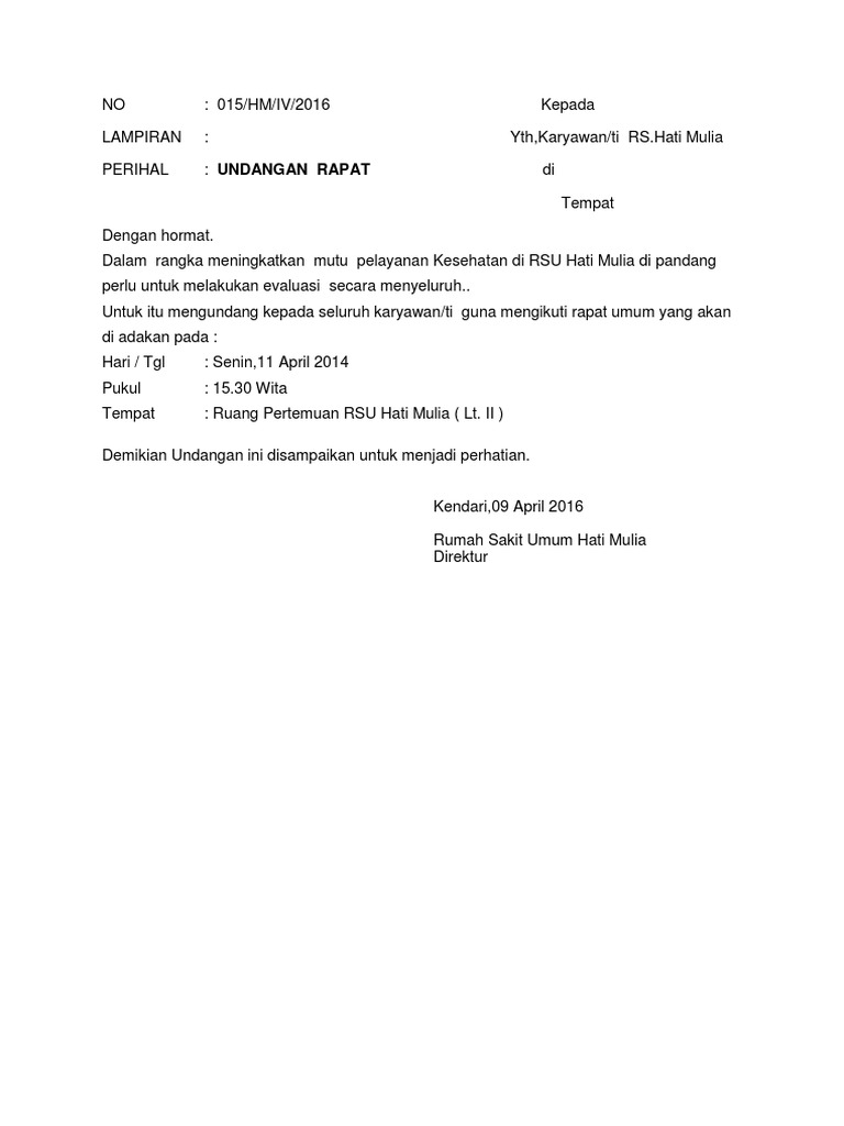 Undangan Rapat Karyawan | PDF