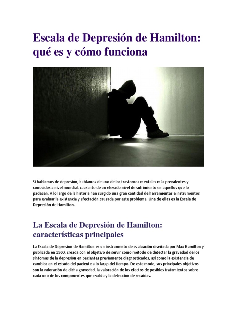 Escala de Depresión de Hamilton PDF Depresión (estado de ánimo) Trastorno depresivo mayor