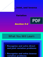 Direct, Joint, and Inverse Variation: Section 9-4