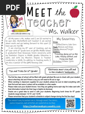 meet the teacher editable 2019-2020