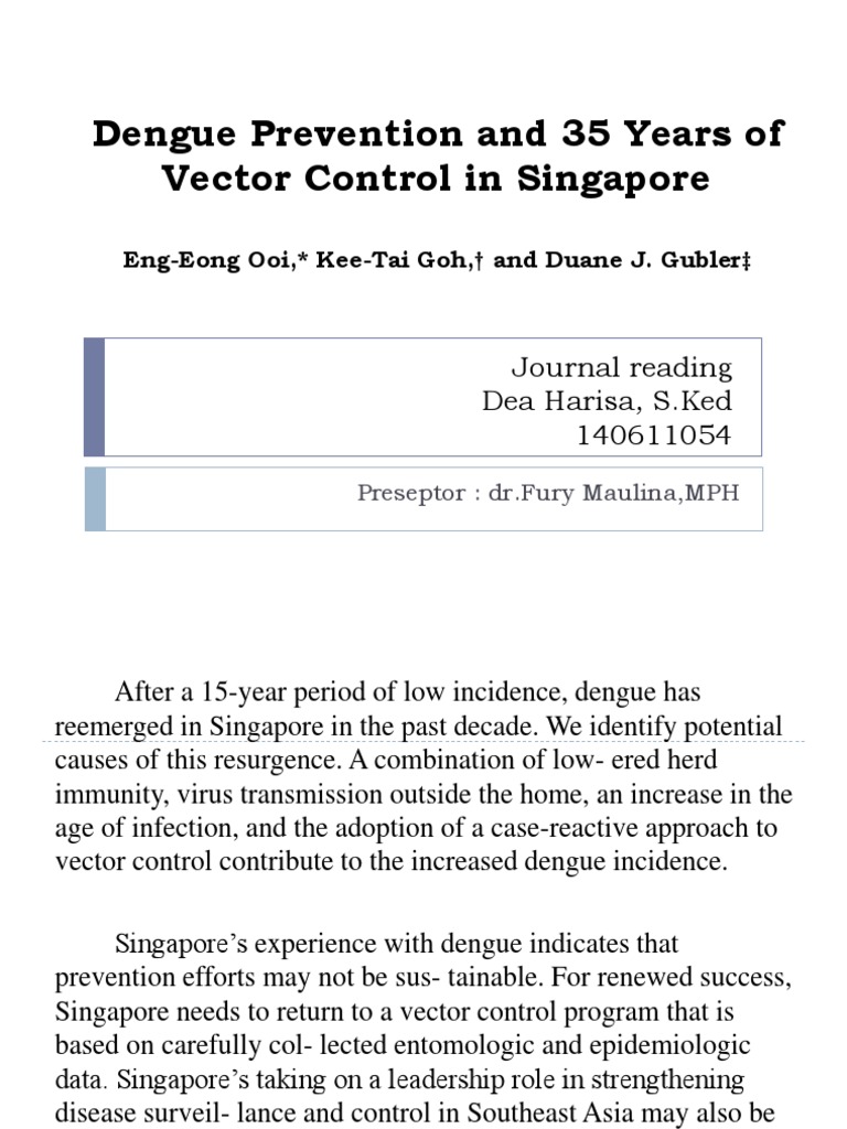 Dengue Prevention and 35 Years of Vector Control in Singapore | PDF ...
