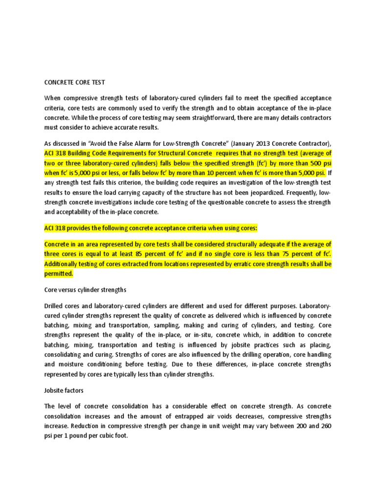 Concrete Core Test | PDF | Concrete | Density