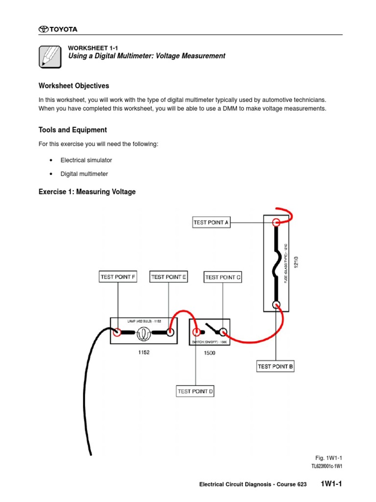 Using A Digital Multimeter Voltage Measurement Worksheet 11 PDF Electrical Network Voltage