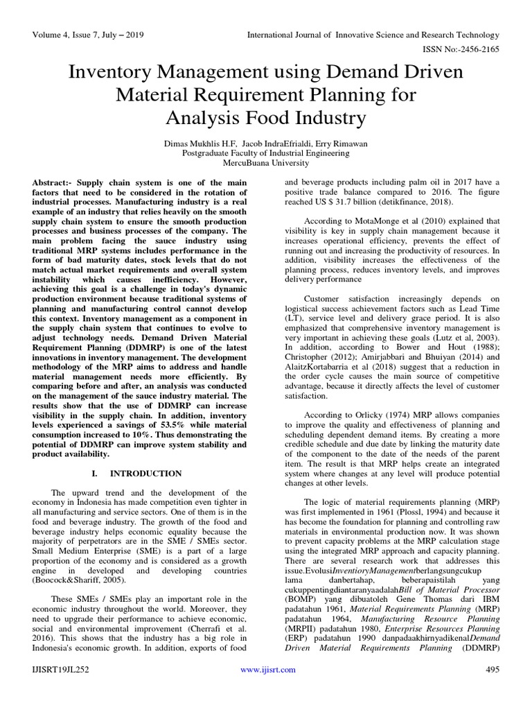 Demand Driven Inventory in Food Industry | PDF | Inventory | Supply Chain